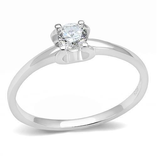 MA3W1385 - Rhodium 925 Sterling Silver Ring with AAA Grade CZ  in Clear