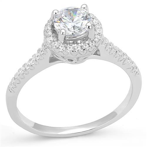 MA3W1386 - Rhodium 925 Sterling Silver Ring with AAA Grade CZ  in Clear