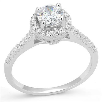 MA3W1386 - Rhodium 925 Sterling Silver Ring with AAA Grade CZ  in Clear