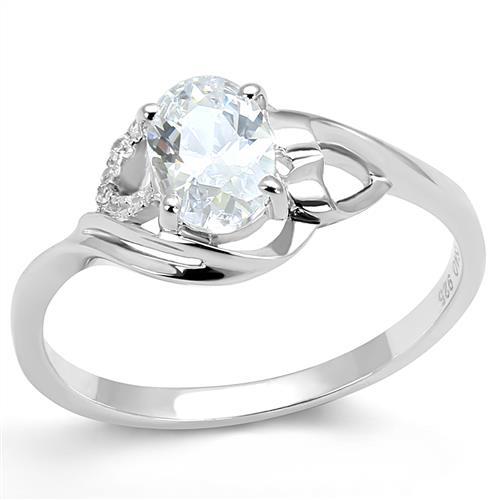 MA3W1388 - Rhodium 925 Sterling Silver Ring with AAA Grade CZ  in Clear