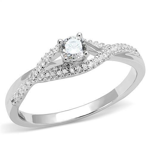 MA3W1390 - Rhodium 925 Sterling Silver Ring with AAA Grade CZ  in Clear