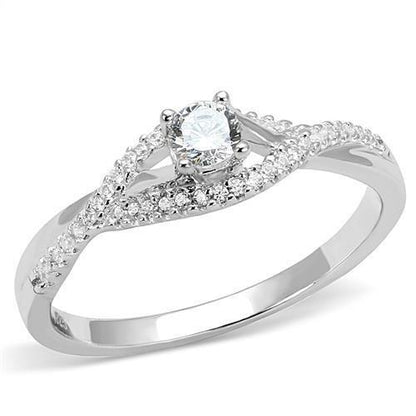 MA3W1390 - Rhodium 925 Sterling Silver Ring with AAA Grade CZ  in Clear