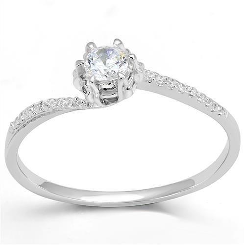 MA3W1392 - Rhodium 925 Sterling Silver Ring with AAA Grade CZ  in Clear