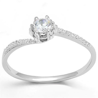 MA3W1392 - Rhodium 925 Sterling Silver Ring with AAA Grade CZ  in Clear