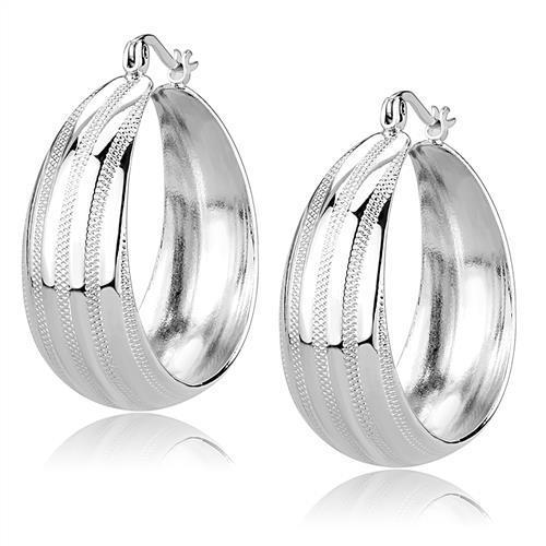 MA3W1396 - Rhodium Brass Earrings with No Stone