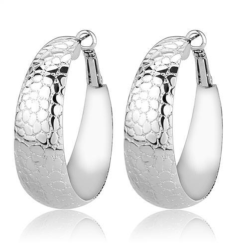 MA3W1397 - Rhodium Brass Earrings with No Stone