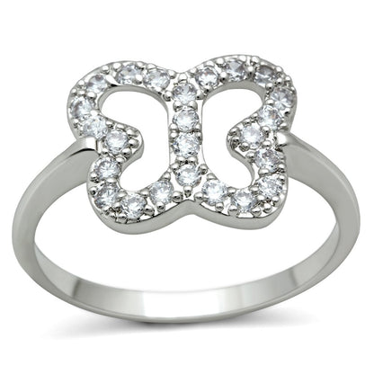 MA3W139 - Rhodium Brass Ring with AAA Grade CZ  in Clear
