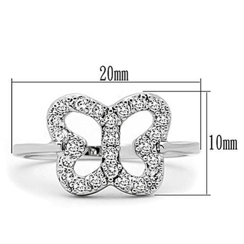 MA3W139 - Rhodium Brass Ring with AAA Grade CZ  in Clear