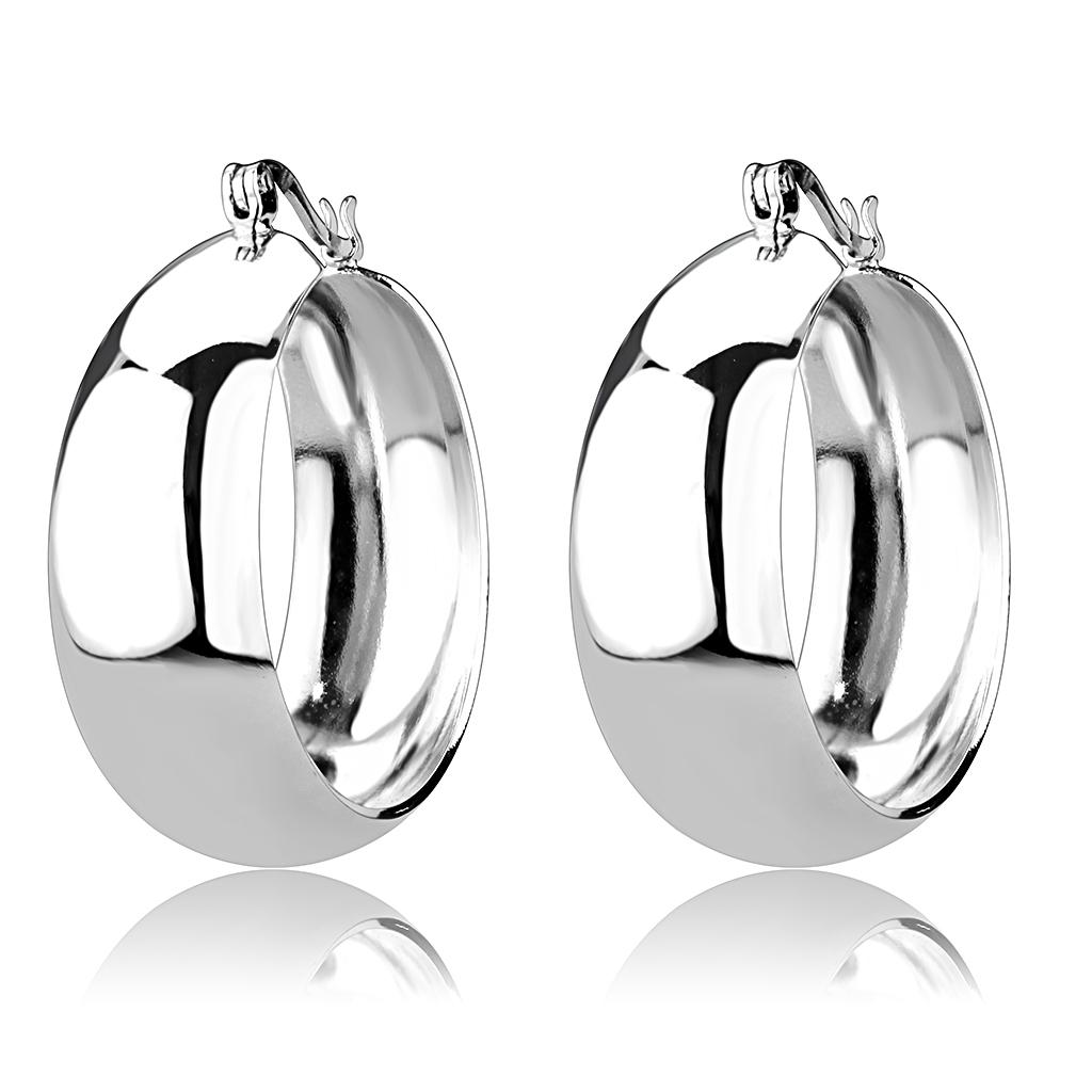 MA3W1400 - Rhodium Brass Earrings with No Stone