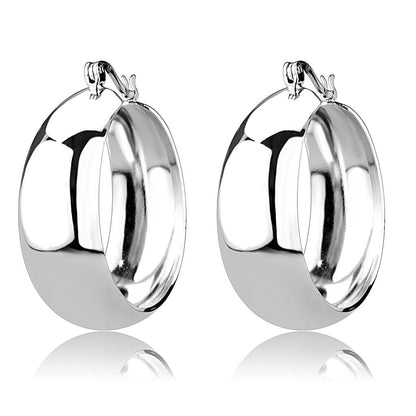 MA3W1400 - Rhodium Brass Earrings with No Stone