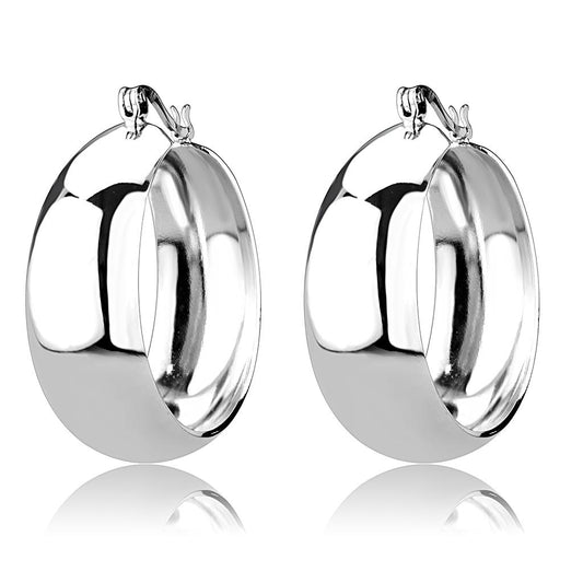 MA3W1400 - Rhodium Brass Earrings with No Stone