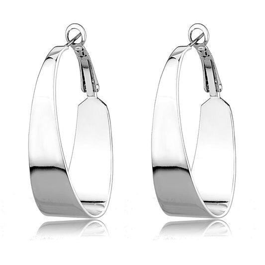 MA3W1403 - Rhodium Brass Earrings with No Stone