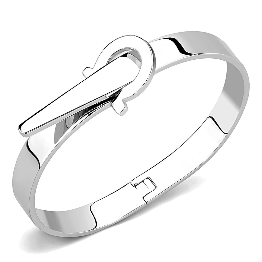 MA3W1409 - Rhodium Brass Bangle with No Stone