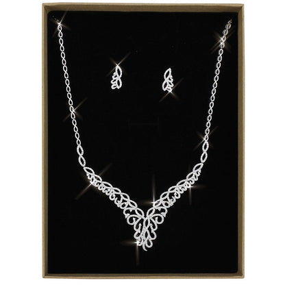 MA3W1414 - Rhodium Brass Jewelry Sets with AAA Grade CZ  in Clear