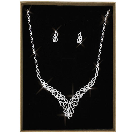 MA3W1414 - Rhodium Brass Jewelry Sets with AAA Grade CZ  in Clear
