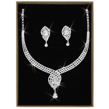 MA3W1415 - Rhodium Brass Jewelry Sets with AAA Grade CZ  in Clear