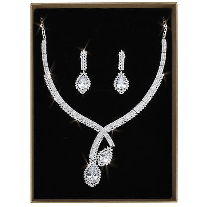 MA3W1416 - Rhodium Brass Jewelry Sets with AAA Grade CZ  in Clear