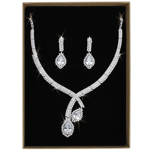 MA3W1416 - Rhodium Brass Jewelry Sets with AAA Grade CZ  in Clear