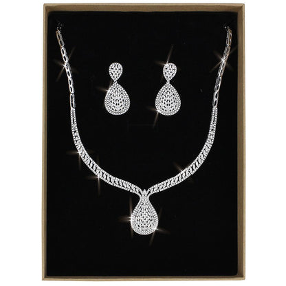 MA3W1417 - Rhodium Brass Jewelry Sets with AAA Grade CZ  in Clear