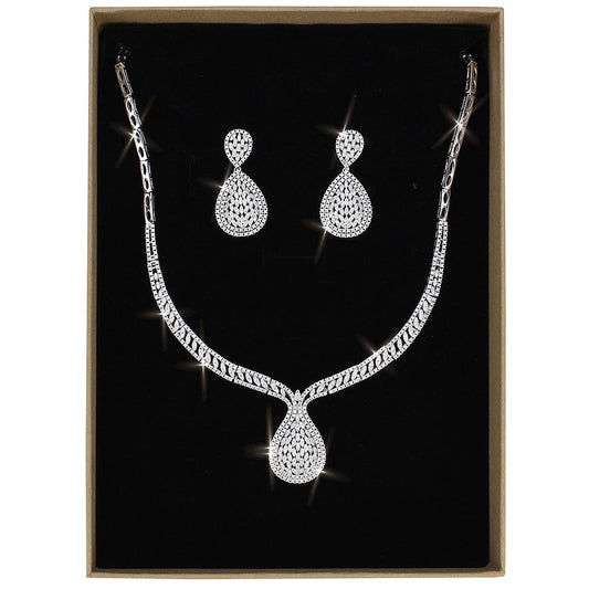 MA3W1417 - Rhodium Brass Jewelry Sets with AAA Grade CZ  in Clear