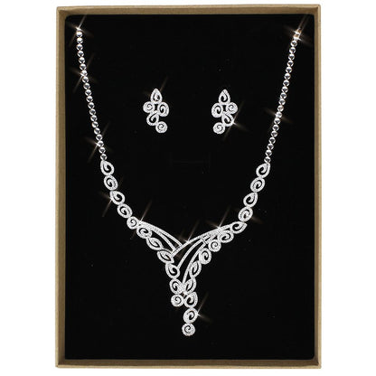 MA3W1419 - Rhodium Brass Jewelry Sets with AAA Grade CZ  in Clear