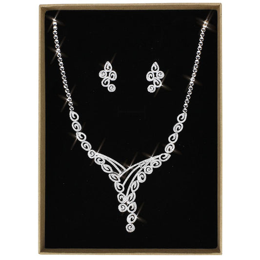 MA3W1419 - Rhodium Brass Jewelry Sets with AAA Grade CZ  in Clear