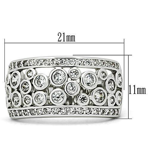 MA3W141 - Rhodium Brass Ring with AAA Grade CZ  in Clear