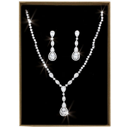 MA3W1422 - Rhodium Brass Jewelry Sets with AAA Grade CZ  in Clear