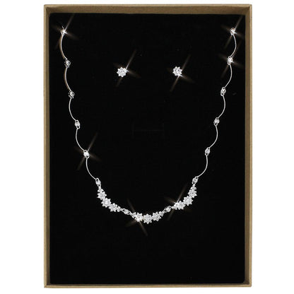 MA3W1424 - Rhodium Brass Jewelry Sets with AAA Grade CZ  in Clear