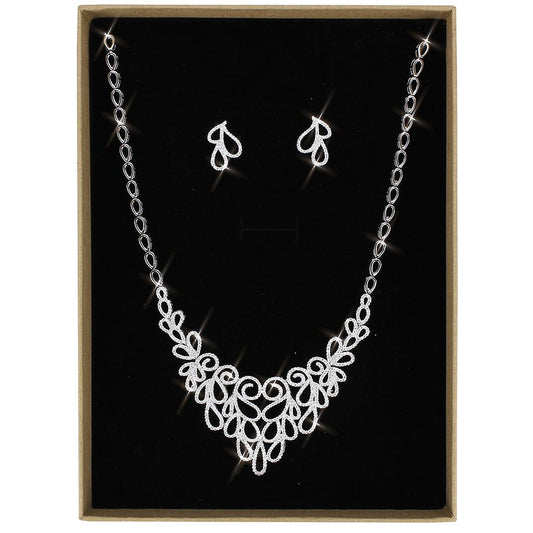 MA3W1426 - Rhodium Brass Jewelry Sets with AAA Grade CZ  in Clear