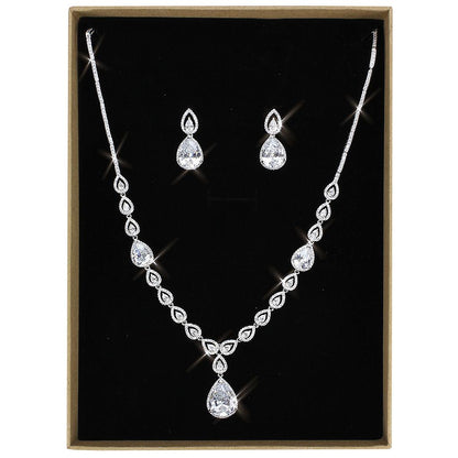 MA3W1427 - Rhodium Brass Jewelry Sets with AAA Grade CZ  in Clear