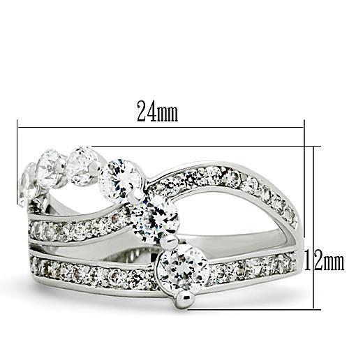 MA3W142 - Rhodium Brass Ring with AAA Grade CZ  in Clear