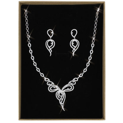 MA3W1431 - Rhodium Brass Jewelry Sets with AAA Grade CZ  in Clear