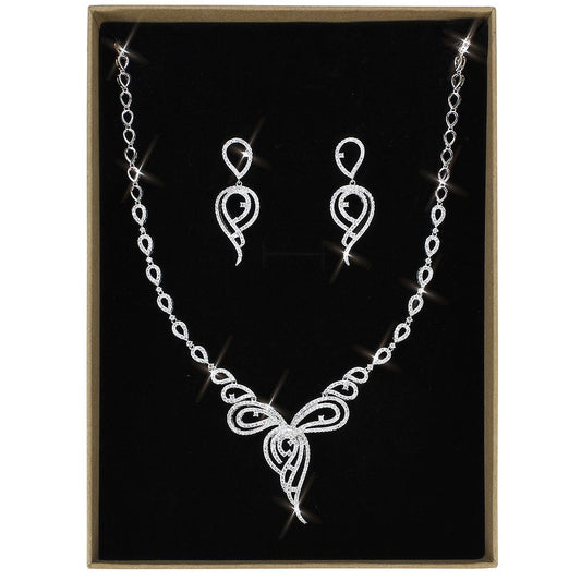 MA3W1431 - Rhodium Brass Jewelry Sets with AAA Grade CZ  in Clear