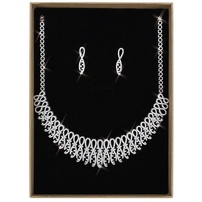 MA3W1432 - Rhodium Brass Jewelry Sets with AAA Grade CZ  in Clear