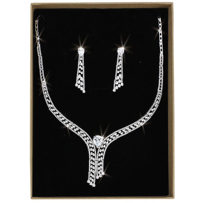 MA3W1434 - Rhodium Brass Jewelry Sets with AAA Grade CZ  in Clear