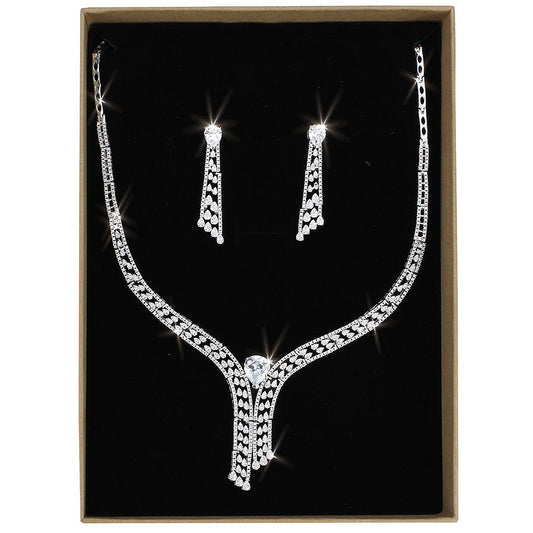 MA3W1434 - Rhodium Brass Jewelry Sets with AAA Grade CZ  in Clear