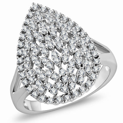 MA3W1436 - Rhodium Brass Ring with AAA Grade CZ  in Clear
