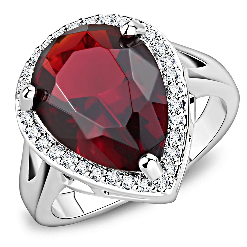 MA3W1438 - Rhodium Brass Ring with Synthetic Synthetic Glass in Siam