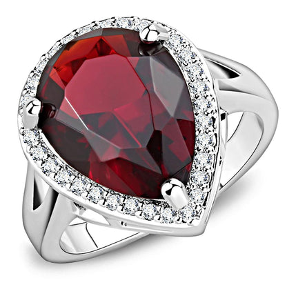 MA3W1438 - Rhodium Brass Ring with Synthetic Synthetic Glass in Siam