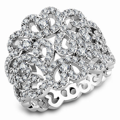MA3W1439 - Rhodium Brass Ring with AAA Grade CZ  in Clear