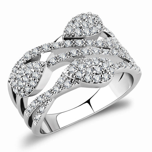 MA3W1446 - Rhodium Brass Ring with AAA Grade CZ  in Clear