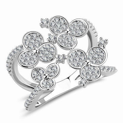 MA3W1447 - Rhodium Brass Ring with AAA Grade CZ  in Clear