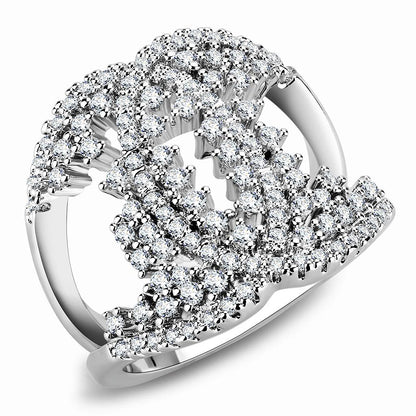 MA3W1448 - Rhodium Brass Ring with AAA Grade CZ  in Clear
