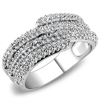 MA3W1449 - Rhodium Brass Ring with AAA Grade CZ  in Clear