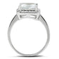 MA3W144 - Rhodium Brass Ring with AAA Grade CZ  in Clear