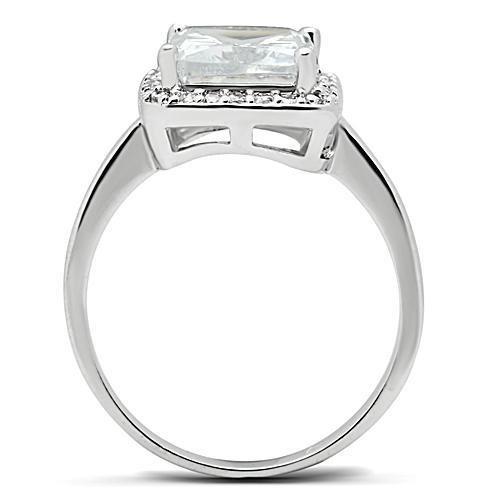 MA3W144 - Rhodium Brass Ring with AAA Grade CZ  in Clear