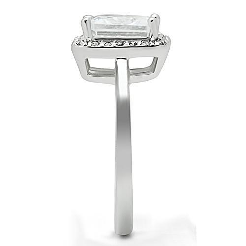 MA3W144 - Rhodium Brass Ring with AAA Grade CZ  in Clear