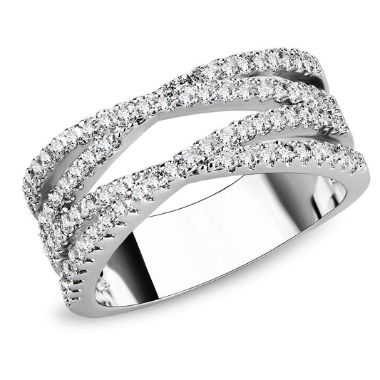 MA3W1450 - Rhodium Brass Ring with AAA Grade CZ  in Clear