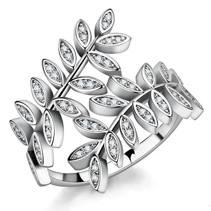 MA3W1457 - Rhodium Brass Ring with AAA Grade CZ  in Clear